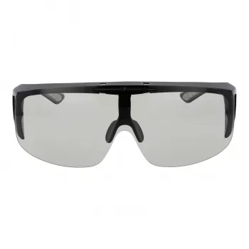 FILA Unisex saulesbrilles SFI126-99U28F Shield stils, melns rāmis, dūmu lēcas, UV400
