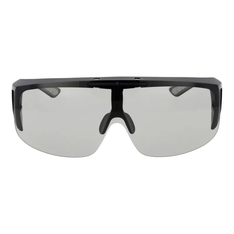 FILA Unisex saulesbrilles SFI126-99U28F Shield stils, melns rāmis, dūmu lēcas, UV400