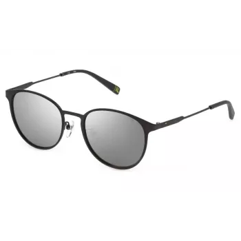 FILA Unisex Saulesbrilles SFI217-52627X - Taisnstūra plastmasas rāmis ar pelēkām polikarbonāta lēcām, UV400 aizsardzība, 55/15/145 mm