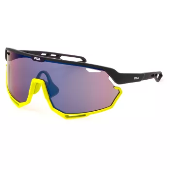 FILA Unisex saulesbrilles SFI529-546HKX - Melns rāmis, pelēkas lēcas, UV400 aizsardzība