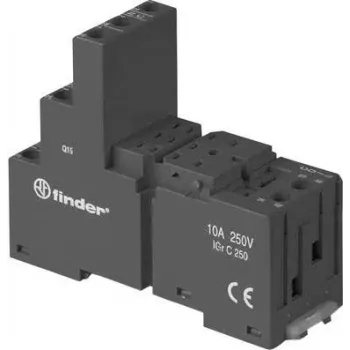 Finder 94.03.0 melns skrūvju ligzda 55.33/55.34 un 85.33/85.34 relejiem, 3 polu, 10A 250V, DIN/paneļa montāža