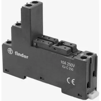 Finder 95.050 Skrūvju spaiļu ligzda 40/44/51/52/61 sērijas relejiem, DIN sliedes/paneļa montāža, 8 kontakti, 10 A, 250 V AC, melna