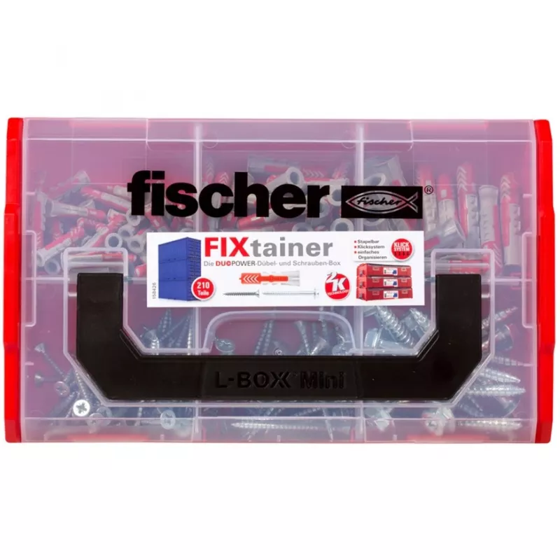 Fischer DUO-Line skrūvju enkuru un dībeļu komplekta kaste, 105 gabali, DUOPOWER un DUOTEC 535969
