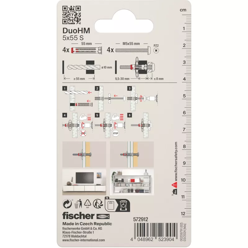 Fischer DuoHM 5x55 S PH PZ dobuma enkurs 55 mm 4 gabali 572912