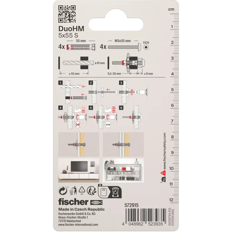 Fischer DuoHM 5x55 S PH TX dobuma sienas enkuru komplekts, 4 gabali 572915