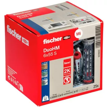 fischer DuoHM 6x55 S PH PZ dobuma sienas enkurs 55 mm, 25 gabali 572922