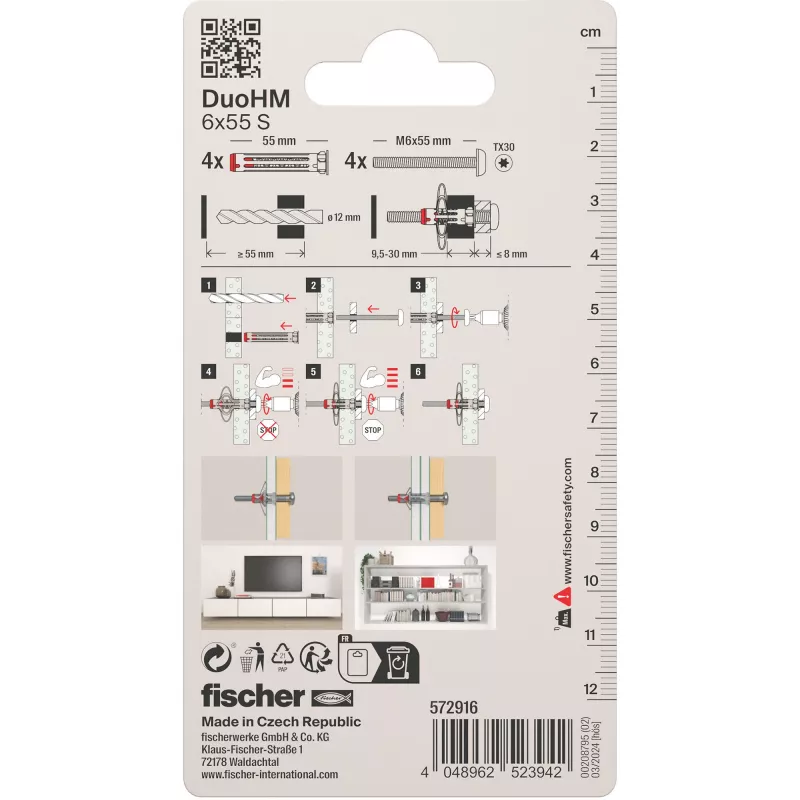 Fischer DuoHM 6x55 S PH TX dobuma sienas enkurs 55 mm 4 gabali 572916