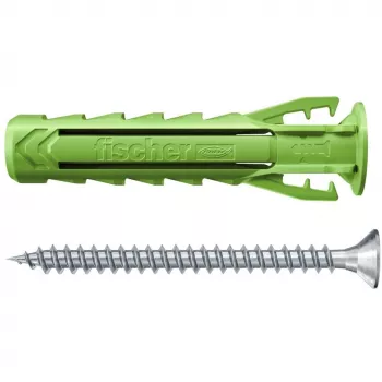 Fischer DUOPOWER Skrūvju un dībeļu komplekts 100 gab. - 6x30/8x40/10x50 mm - PZ2 - Zaļš