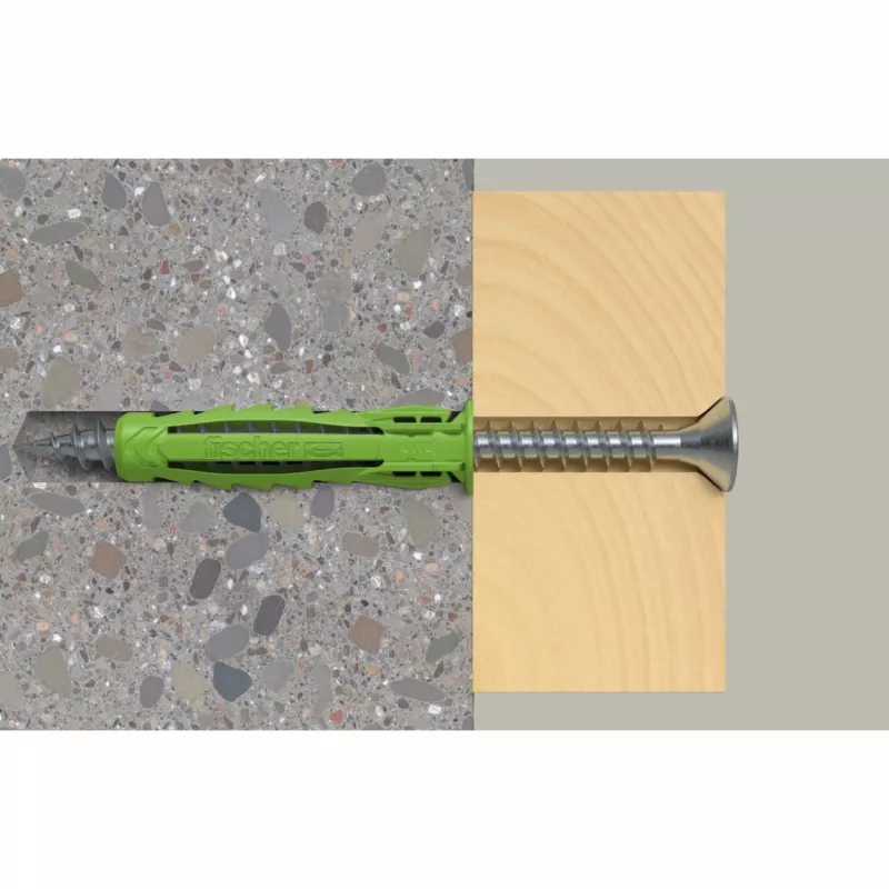 Fischer DUOPOWER Skrūvju un dībeļu komplekts 100 gab. - 6x30/8x40/10x50 mm - PZ2 - Zaļš