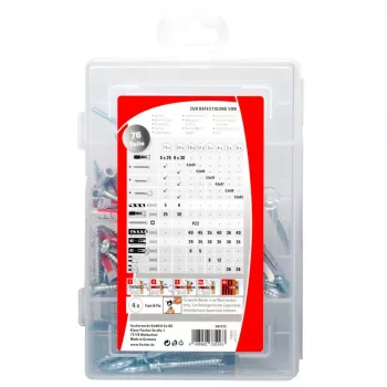 Fischer DUOPOWER dībeļu un skrūvju komplekts 547212 – 20 gab. komplekts betonam, ķieģeļiem un ģipškartonam
