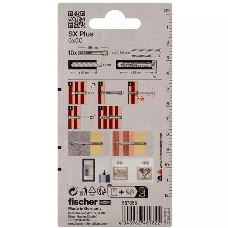 Fischer SX Plus Izplešanās Dībelis 6x50 mm (10 gab.) 567856