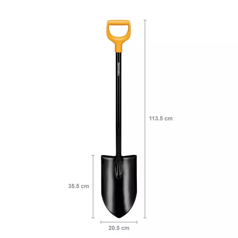 Fiskars Solid+ XL asa lāpsta ar tērauda D rokturi, bora tērauda asmeni, 1250 mm
