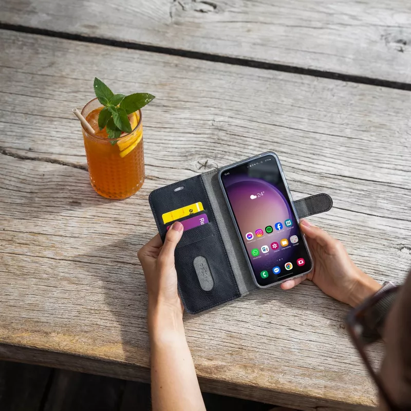 Fixed Opus Book Case Samsung Galaxy A57 5G, Mākslīgā āda, Melns