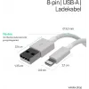 Flexline USB Charging & Sync Cable, USB-A to 8-Pin (Lightning), 2.0, ABS, White, 5.0m (FL31-12048)