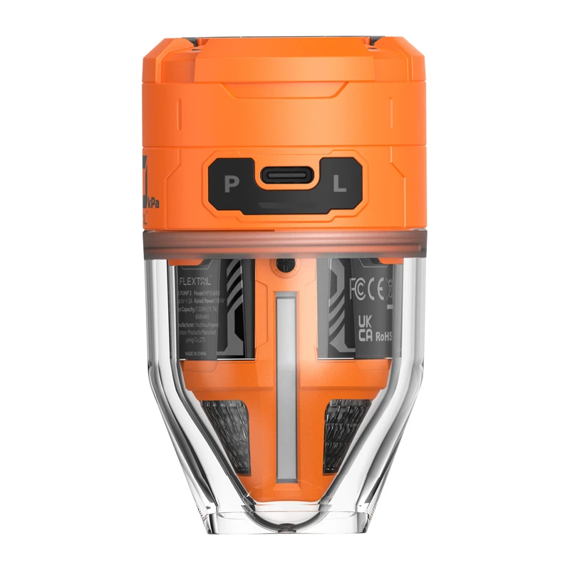 Flextail Max Pump 3 Pārnēsājams sūknis (Orange) – USB-C Uzlādējams gaisa sūknis ar LED gaismu, 3600 mAh, IPX4