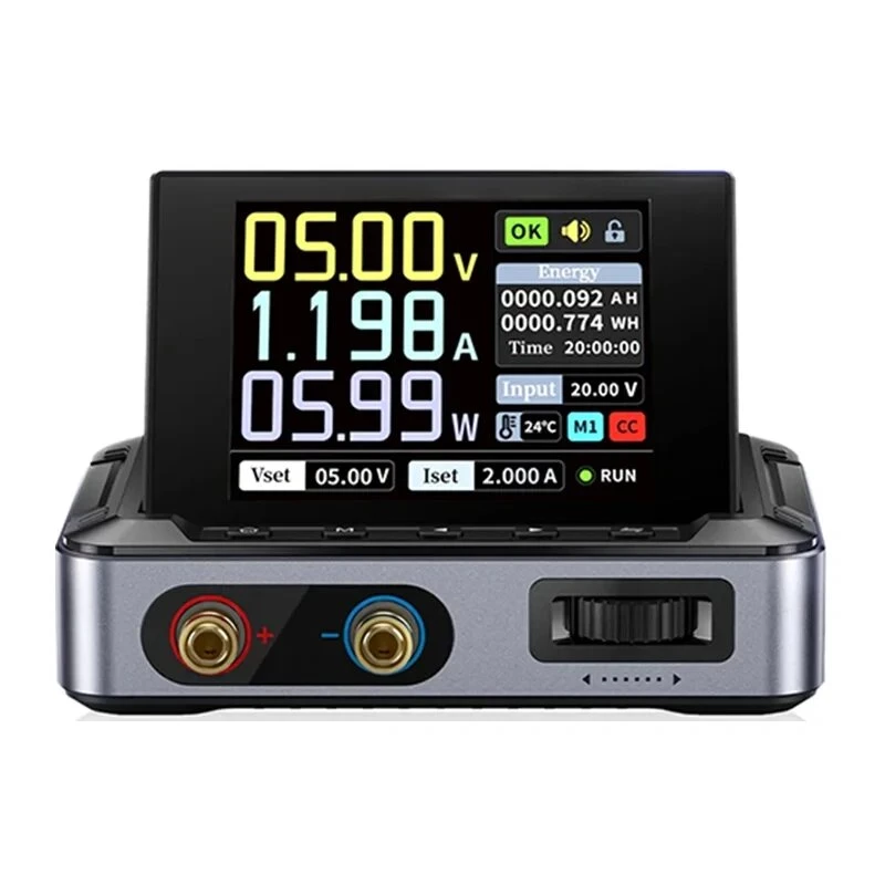 FNIRSI DPS150 PD regulējams līdzstrāvas barošanas avots 150W 0-28V 0-5A USB-C PD & DC ieeja TFT displejs