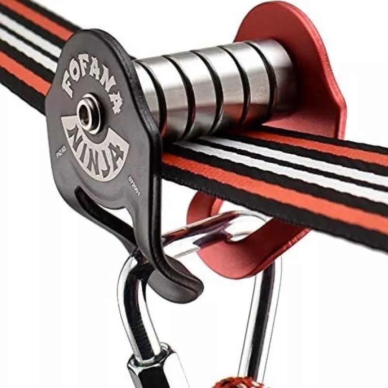 Fofana Ninja Slider Slackline skriemelis - āra zip line troleja bērniem, 110 kg ietilpība, melns/dzeltens