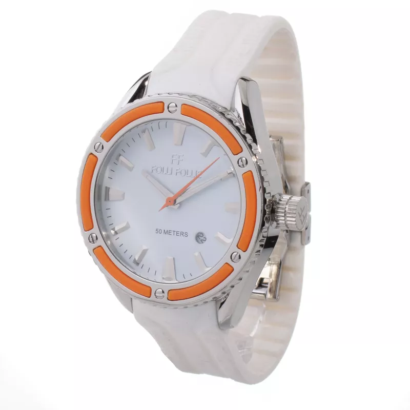FOLLI FOLLIE Heart4Heart Sieviešu kvarca pulkstenis WF0T027ZDO 45mm Balta āda