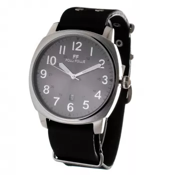 FOLLI FOLLIE Unisex Pulkstenis WT14T0015DSDF 40mm Nerūsējošais Tērauds Kvarca Analogais Melns Ciparnīca Silikona Siksniņa