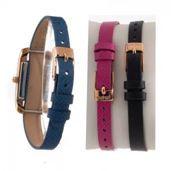 Folli Follie WF13B064SPWA Sieviešu kvarca analogais pulkstenis - balta ādas siksniņa, 34mm rozā zelta korpuss