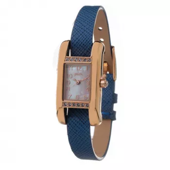 Folli Follie WF13B064SPWA Sieviešu kvarca analogais pulkstenis - balta ādas siksniņa, 34mm rozā zelta korpuss
