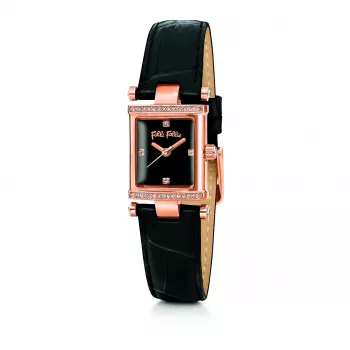 Folli Follie Sieviešu kvarca analogais rokas pulkstenis WF13B037SSK - Nerūsējošais tērauds un keramika, melns ciparnīca, 22 mm