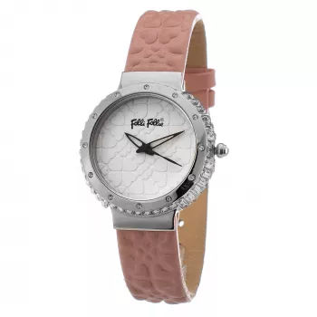 FOLLI FOLLIE Sieviešu pulkstenis WF13A032SPRDF 32mm Rožu zelta nerūsējošā tērauda korpuss Balts ciparnīca Rozā ādas siksniņa Kvarca analogs