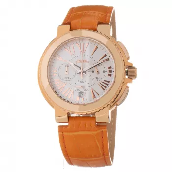FOLLI FOLLIE Sieviešu pulkstenis WF13R002SEN 40mm Roze zelts Nerūsējošais tērauds Balta āda