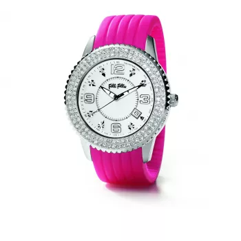 Folli Follie Sieviešu Pulkstenis WF5T045ZTR 38mm Roze Zelts Nerūsējošais Tērauds Sarkana Āda