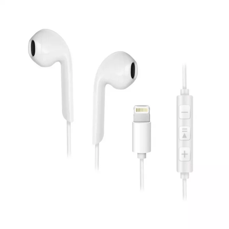 Forcell F-Audio HR-ME25 Lightning austiņas ar mikrofonu un tālvadību, baltas