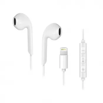 Forcell F-Audio HR-ME25 Lightning austiņas ar mikrofonu un tālvadību, baltas