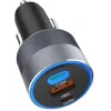 Forcell F-Energy 65 auto lādētājs 65 W, 2x USB-C (PD 3.0) un 1x USB-A (QC 4.0), pelēks