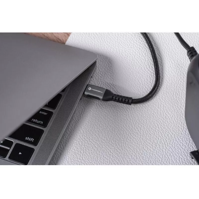 FORCELL F-Energy Cafule USB-C uz USB-C kabelis 1.2m 240W 5A PD QC 4.0 pīts melns