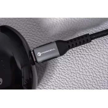 FORCELL F-Energy Cafule USB-C uz USB-C kabelis 1.2m 240W 5A PD QC 4.0 pīts melns