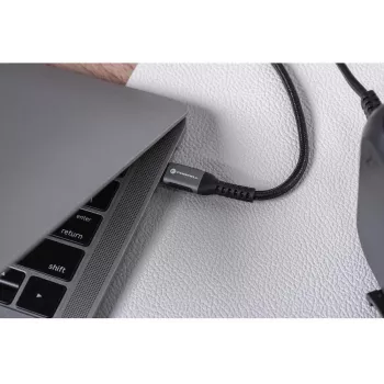 Forcell F-Energy Cafule USB-C to USB-C kabelis 2 m 240 W PD 5A QC 4.0 pīts melns