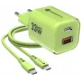 Forcell F-Energy GaN III VT-41 33 W GaN sienas lādētājs, 1x USB-C PD 3.0/PPS un 1x USB-A QC 4.0, zaļš