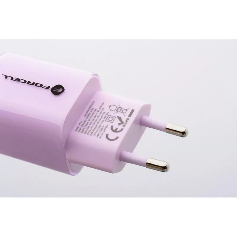 Forcell F-Energy GaN III VT-41 33W 1x USB-C 1x USB-A PD 3.0 QC 4.0 sienas lādētājs violets