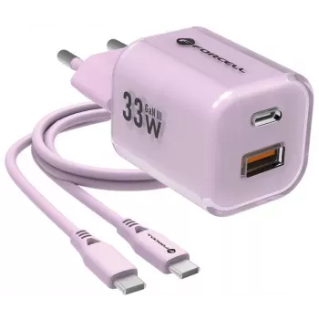 Forcell F-Energy GaN III VT-41 33W 1x USB-C 1x USB-A PD 3.0 QC 4.0 sienas lādētājs violets