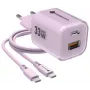 Forcell F-Energy GaN III VT-41 33W 1x USB-C 1x USB-A PD 3.0 QC 4.0 sienas lādētājs violets