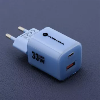 Forcell F-Energy GaN III VT-41 33W USB-C & USB-A sienas lādētājs, PD 3.0, QC 4.0, zils