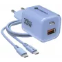 Forcell F-Energy GaN III VT-41 33W USB-C & USB-A sienas lādētājs, PD 3.0, QC 4.0, zils