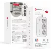 Forcell F-Energy VT-PS03 viedais pagarinātājs, 3x Schuko kontaktligzdas, USB-C PD 30W, 3x USB-A QC 3.0, Wi-Fi, Tuya lietotnes vadība, 2500W/10A