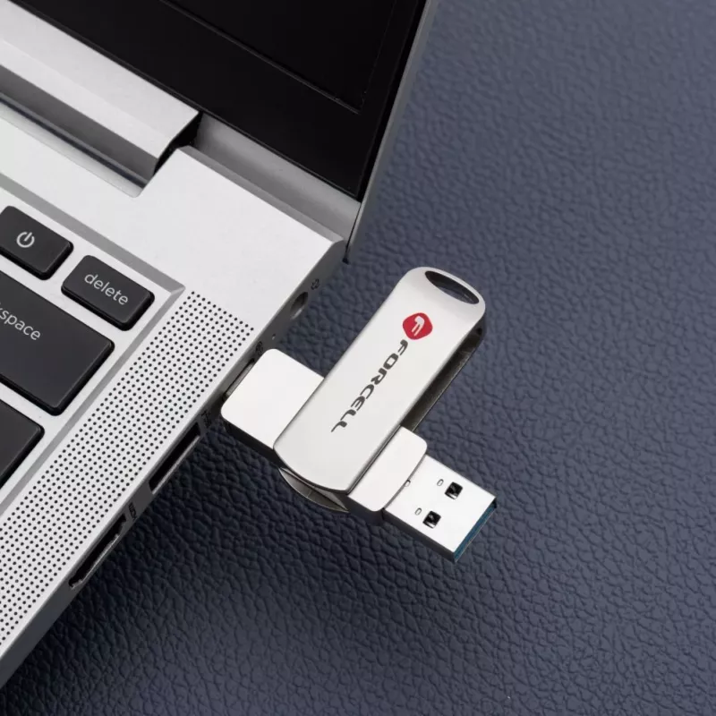 Forcell Pendrive 64GB USB 3.2 Gen 1 (USB-A / USB-C) F-Data Metal Duo Silver