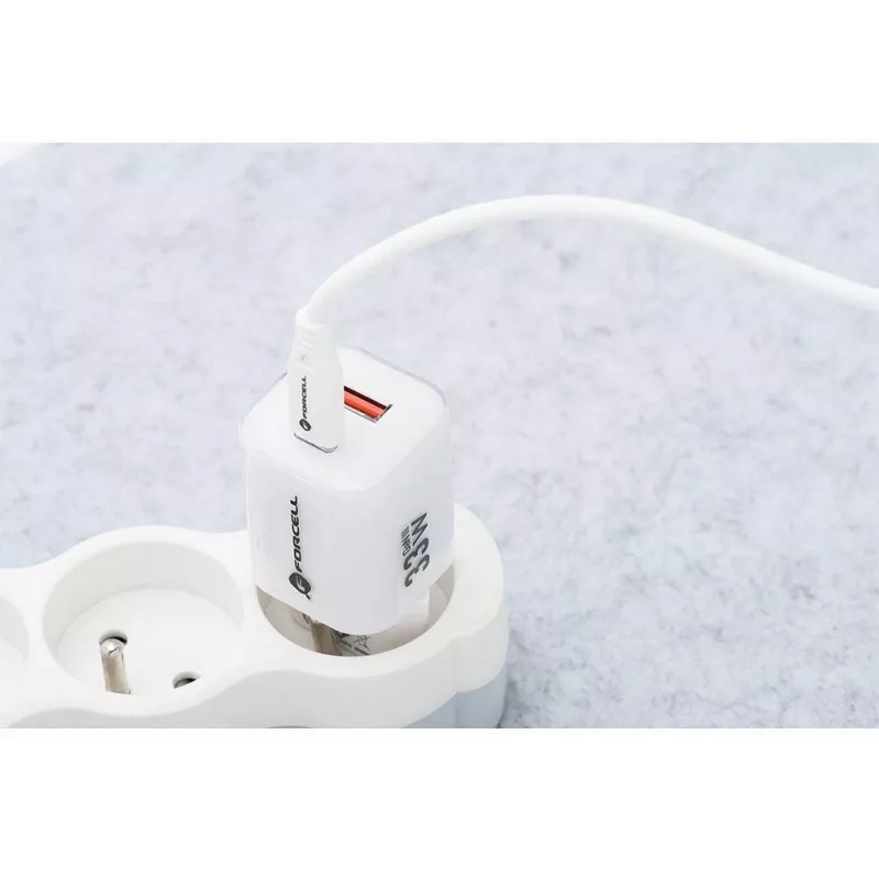 Forcell VT-41 GaN III 33W sienas lādētājs ar 1x USB-C PD 3.0 un 1x USB-A QC 4.0 (balts)