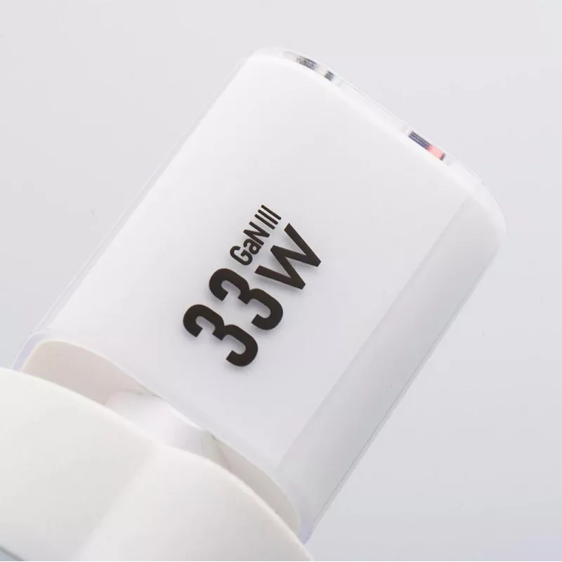 Forcell VT-41 GaN III 33W sienas lādētājs ar 1x USB-C PD 3.0 un 1x USB-A QC 4.0 (balts)