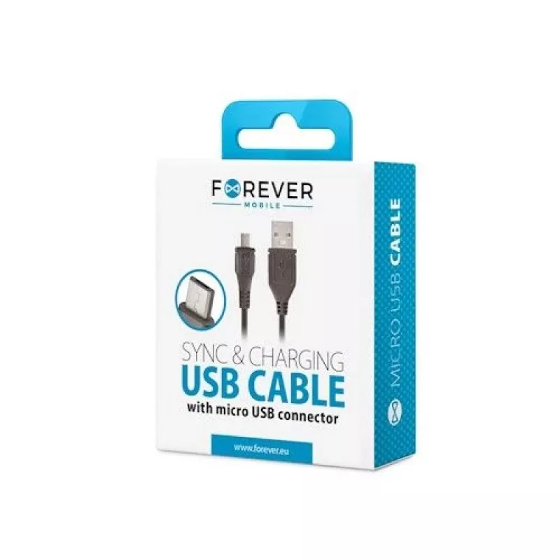 Forever MicroUSB 1A kabelis melns