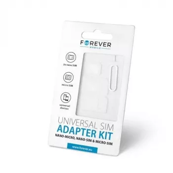Forever Universal NANO SIM/Micro, Micro SIM uz NANO/SIM (3in1) SIM kartes adapteru komplekts ar izņemšanas tapu