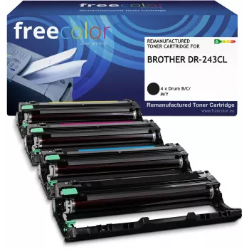 Freecolor Remanufactured Brother DR-243CL bungu komplekts Melns Ciāns Purpursarkans Dzeltens 18000 lappuses