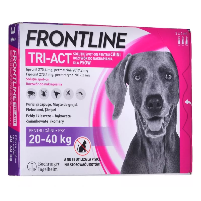 FRONTLINE Tri-act L 20-40 kg - Parazītu pilieni suņiem - 3 x 4 ml