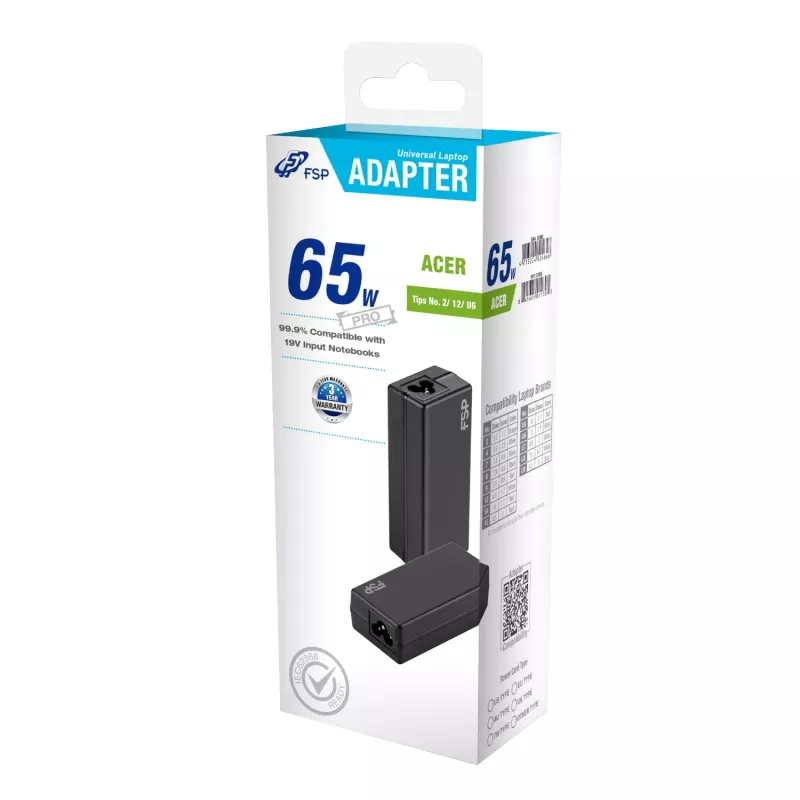 FSP PRO 65W universālais klēpjdatora adapteris – Acer